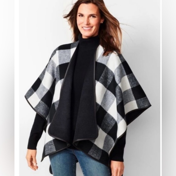 Talbots reversible buffalo check cape / shawl. - Picture 4 of 4